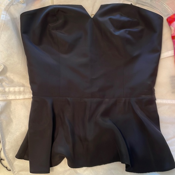 Amanda Uprichard black silk strapless peplum top, size 0 - Picture 2 of 5